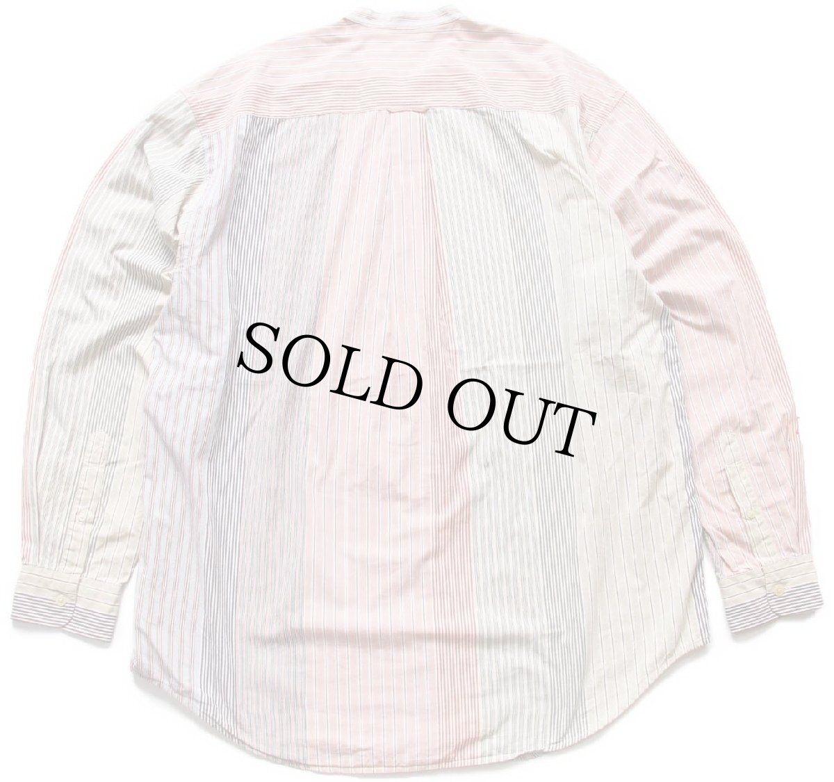 画像2: 90s USA製 nauticaノーティカ クレイジーストライプ バンドカラー コットンシャツ L (2)