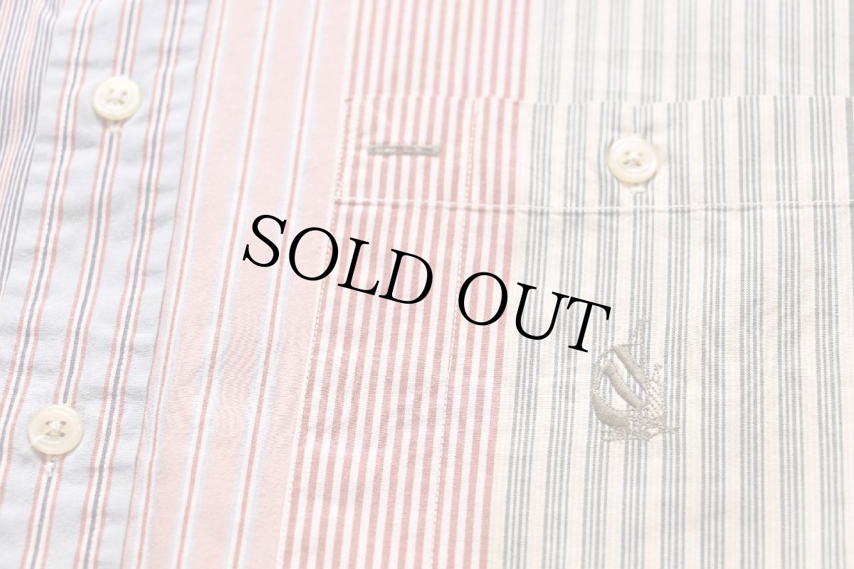 画像5: 90s USA製 nauticaノーティカ クレイジーストライプ バンドカラー コットンシャツ L (5)