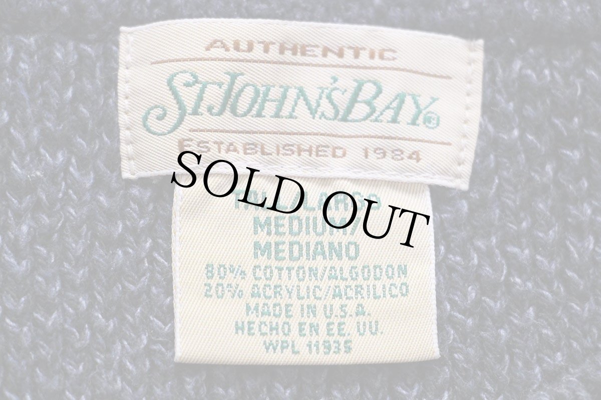画像4: 90s USA製 STJOHN'SBAY 無地 コットン×アクリルニット セーター ネイビー ミックス M (4)