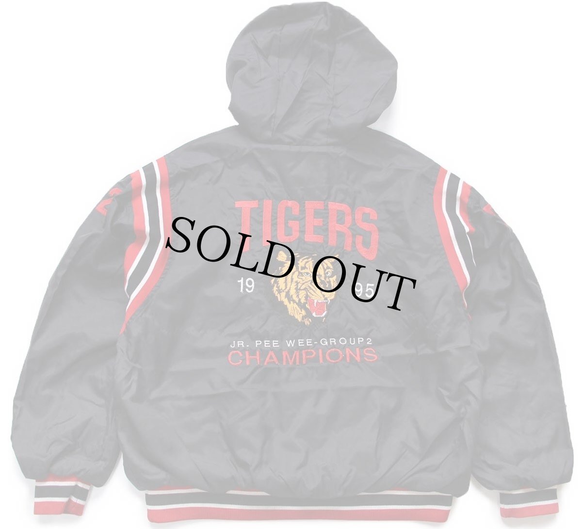 画像1: 90s USA製 Birdie TIGERS CHAMPIONS タイガー 刺繍 ハーフジップ プルオーバー ナイロンパーカー 黒 L (1)