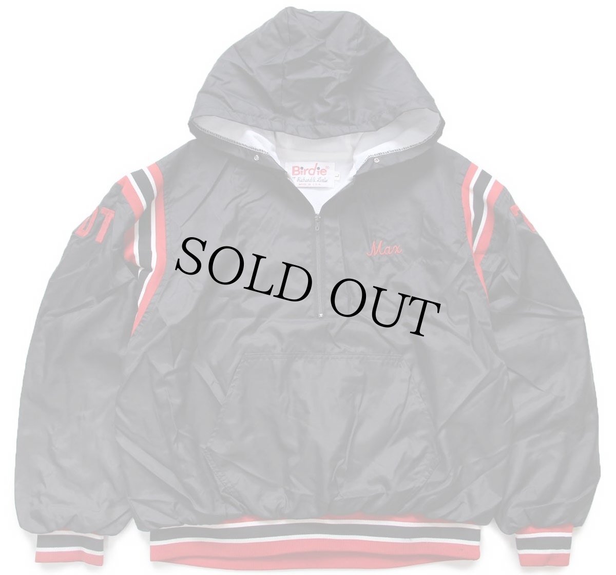 画像2: 90s USA製 Birdie TIGERS CHAMPIONS タイガー 刺繍 ハーフジップ プルオーバー ナイロンパーカー 黒 L (2)