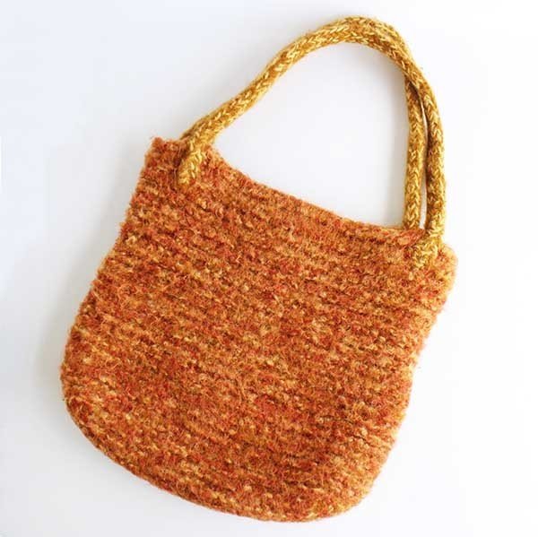 ビンテージ ハンドメイド ウール モヘヤ ニット ハンドバッグ ビンテージ ハンドメイド ウール モヘヤ ニット ハンドバッグ