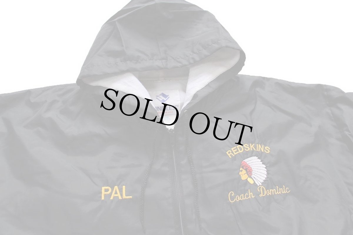 画像3: 90s USA製 WINDLESS REDSKINS インディアンヘッド 刺繍 ハーフジップ プルオーバー ナイロンパーカー 黒 2XL★特大 (3)