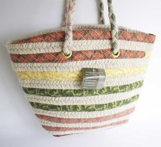 ハンドメイド レザーハンドル 編み込み かごバッグ 大型 ナチュラル