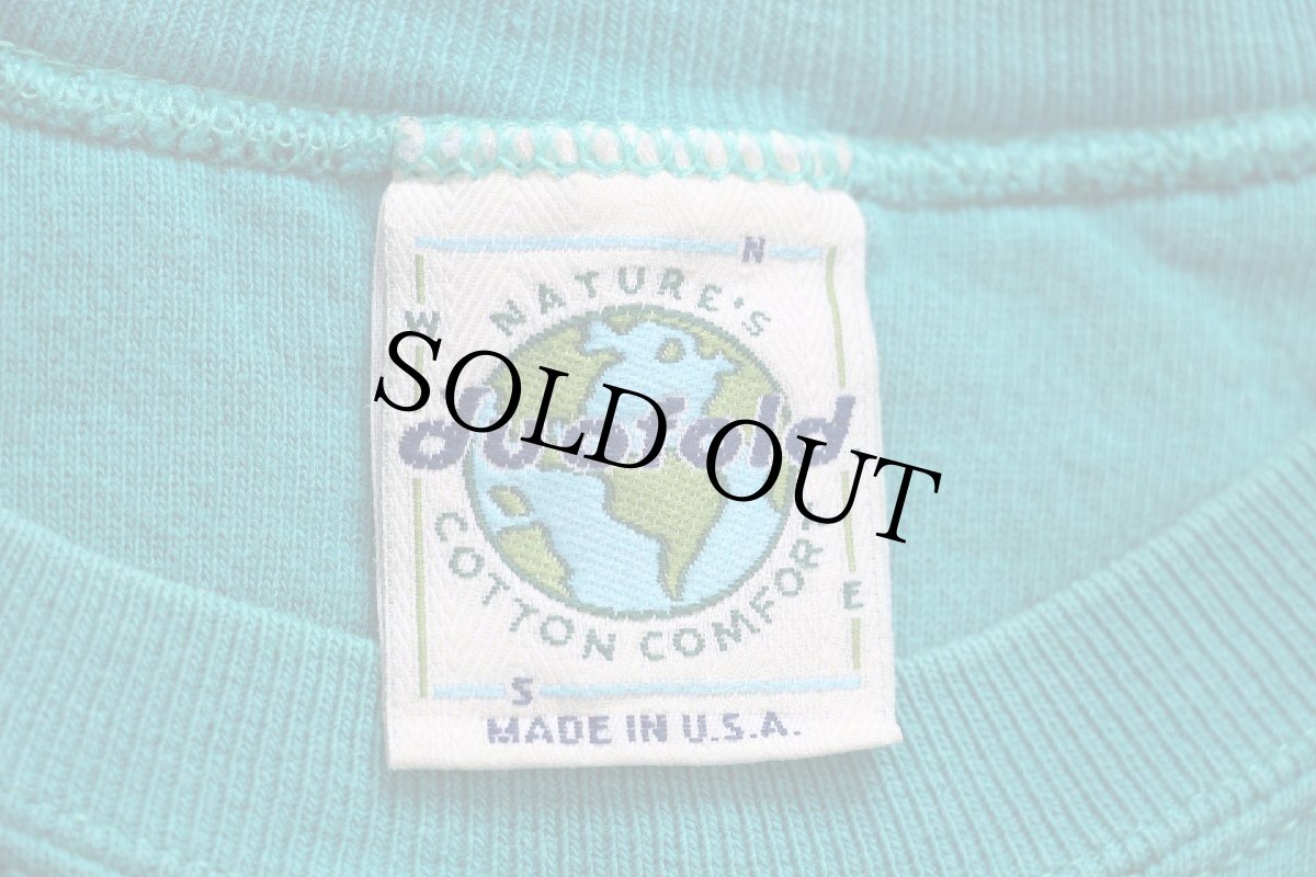 画像4: 90s USA製 duofold ロゴ刺繍 前V スウェット エメラルドグリーン (4)