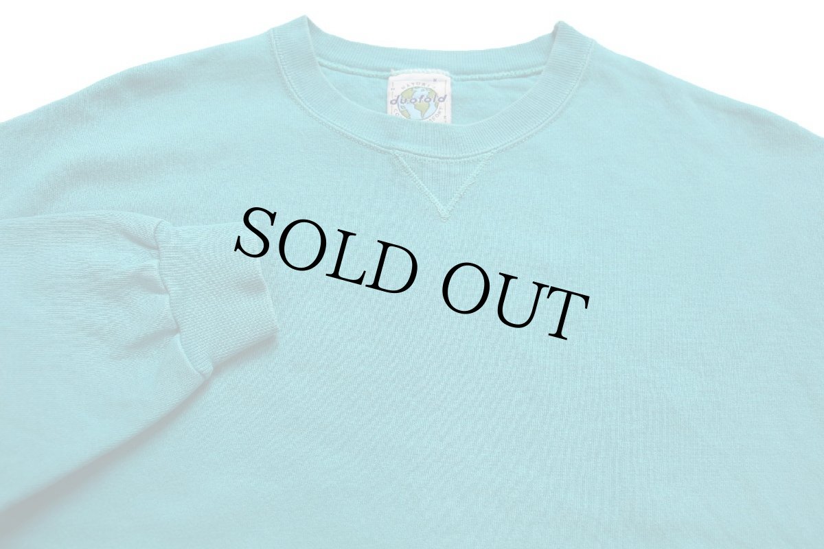 画像3: 90s USA製 duofold ロゴ刺繍 前V スウェット エメラルドグリーン (3)