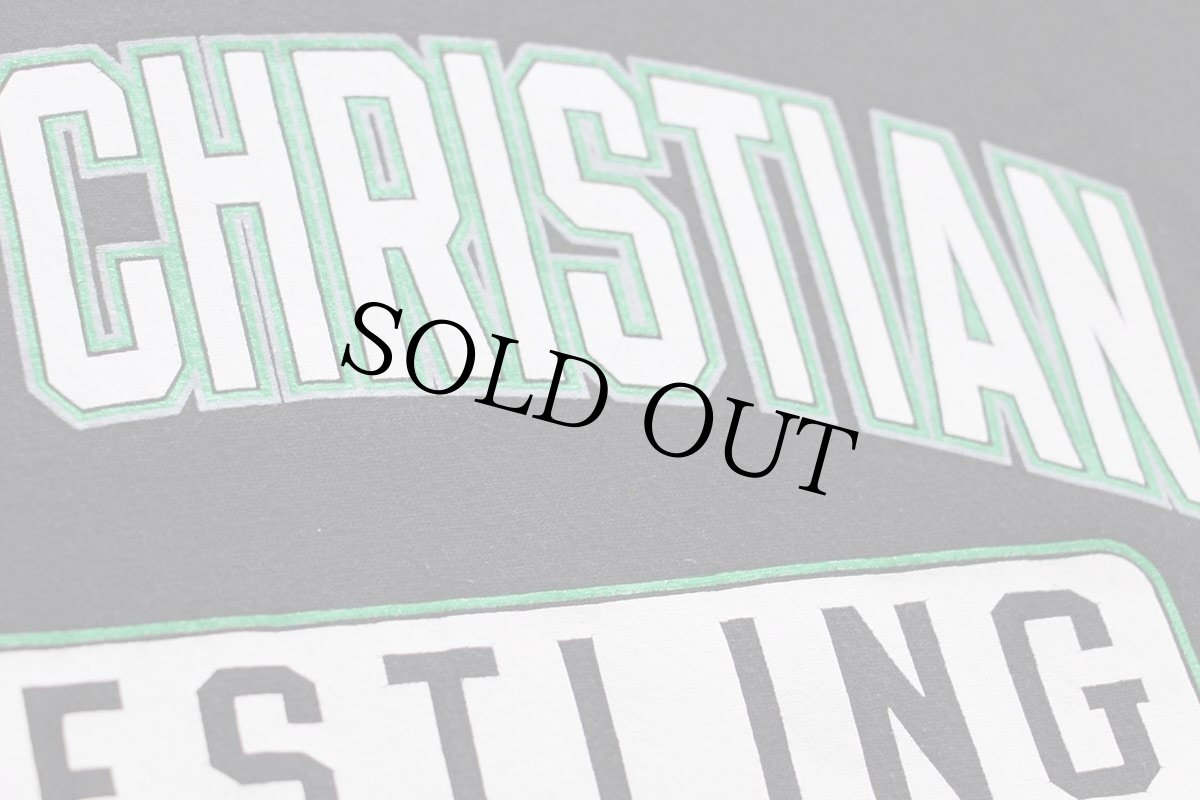 画像4: 00s Championチャンピオン TROY CHRISTIAN WRESTLING 二段中抜きプリント リバースウィーブ スウェット 黒 L (4)