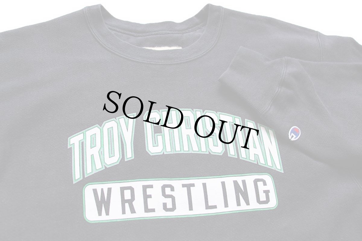 画像3: 00s Championチャンピオン TROY CHRISTIAN WRESTLING 二段中抜きプリント リバースウィーブ スウェット 黒 L (3)