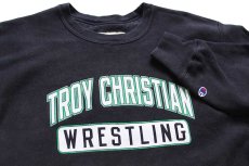 画像3: 00s Championチャンピオン TROY CHRISTIAN WRESTLING 二段中抜きプリント リバースウィーブ スウェット 黒 L (3)
