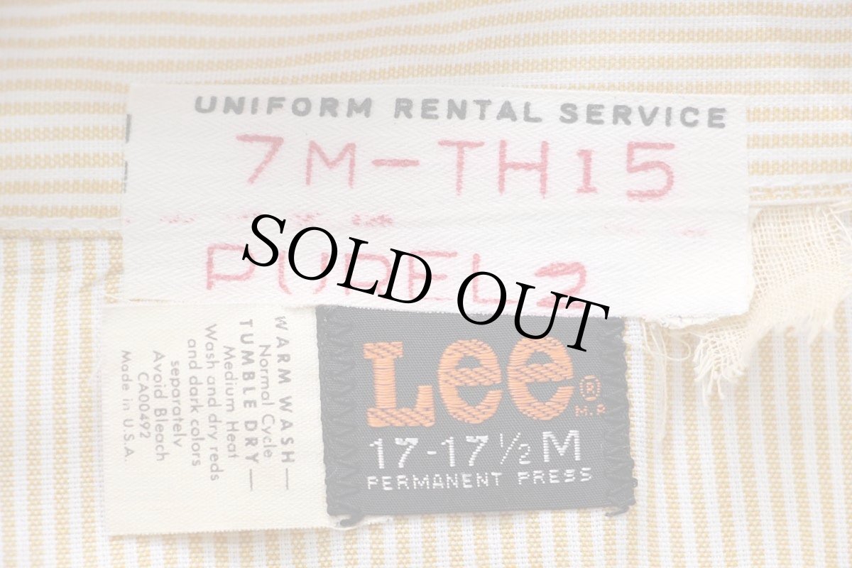 画像4: 70s USA製 Leeリー TWAパッチ付き ストライプ ワーク ウエスタンシャツ マスタード×白 (4)