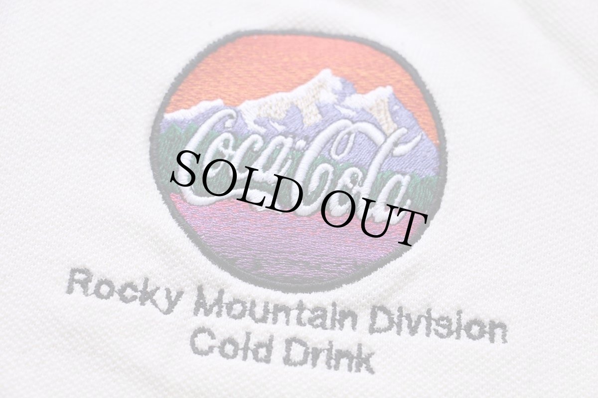 画像4: 00s Coca-Colaコカコーラ Rocky Mountain Division Cold Drink 刺繍 コットン 鹿の子 長袖ポロシャツ 生成り XL (4)