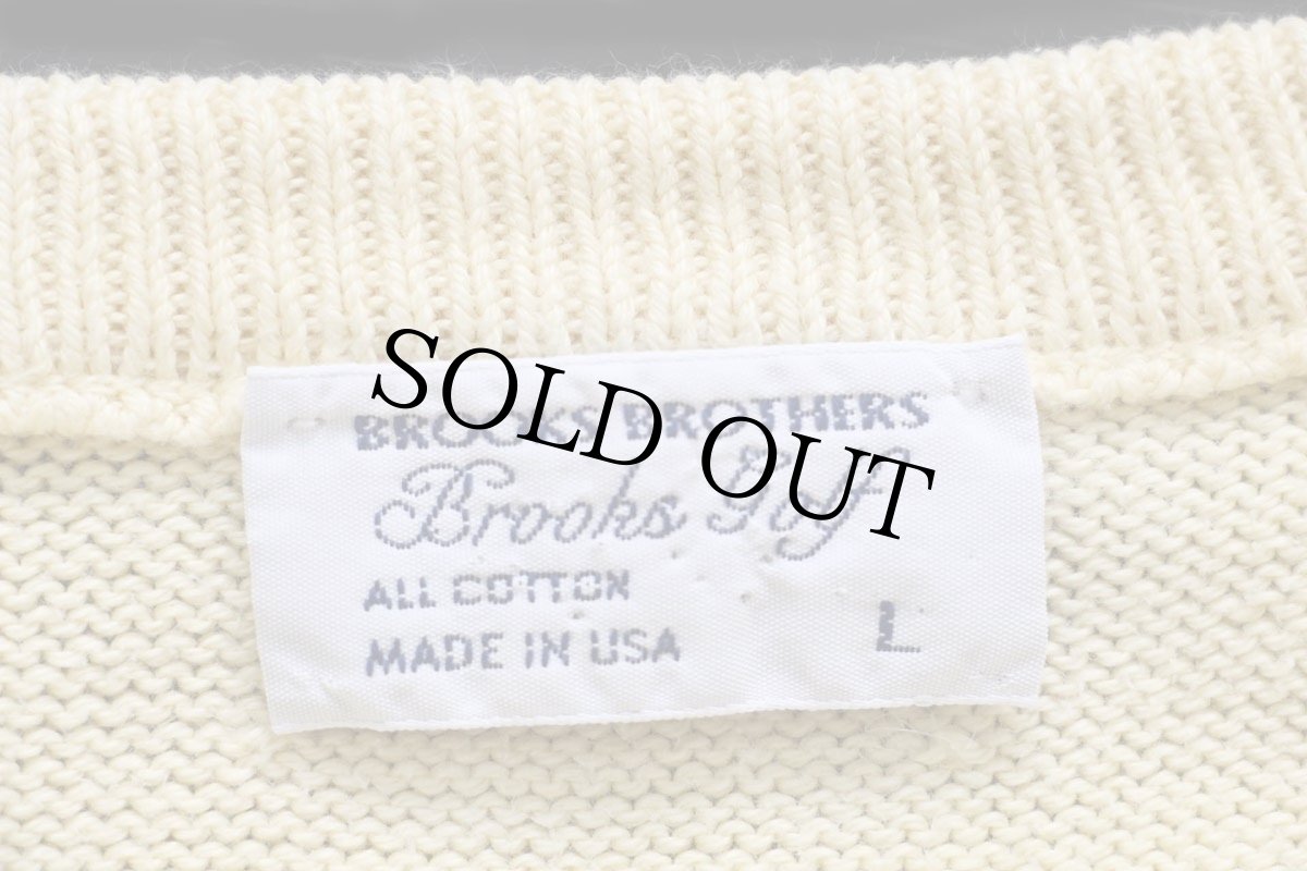 画像5: 90s USA製 BROOKS BROTHERS Brooks Golf ブルックスブラザーズ ワンポイント Vネック コットンニット ベスト セーター 薄黄 L (5)