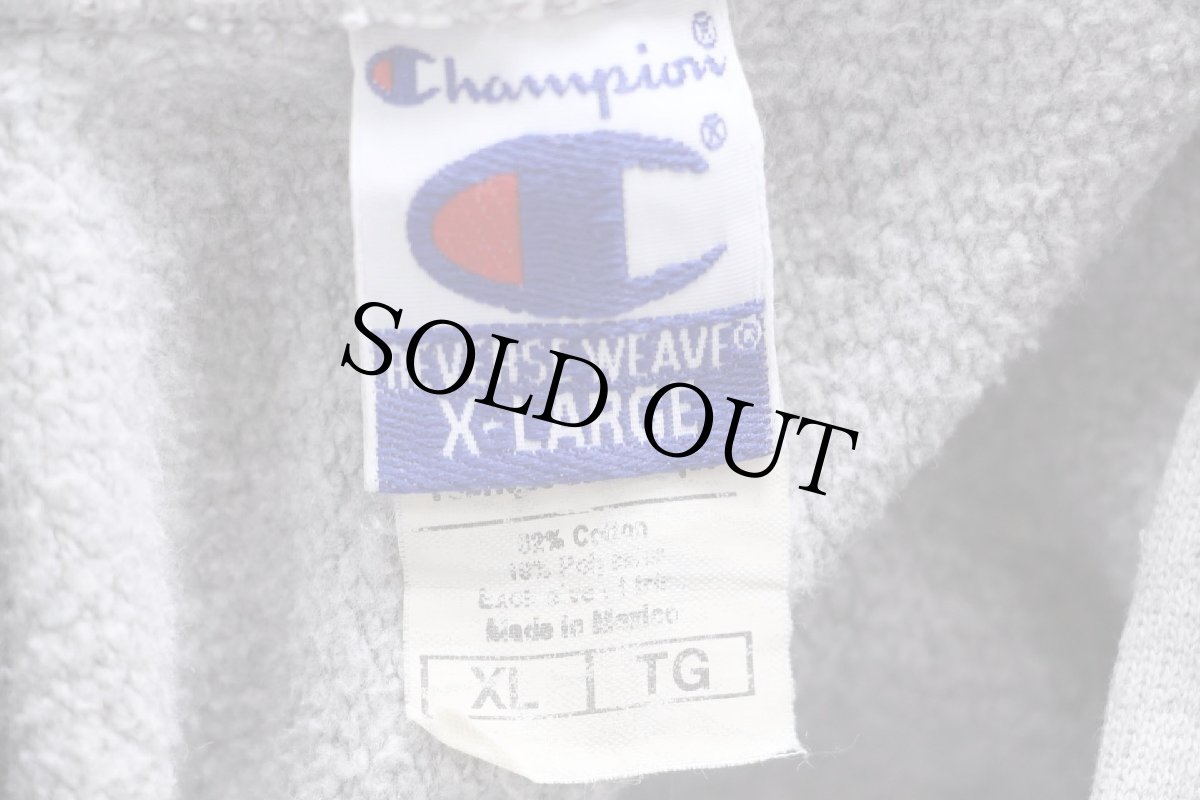 画像4: 00s メキシコ製 Championチャンピオン 無地 目無し リバースウィーブ スウェットパーカー 杢グレー XL★フーディー ブランク (4)