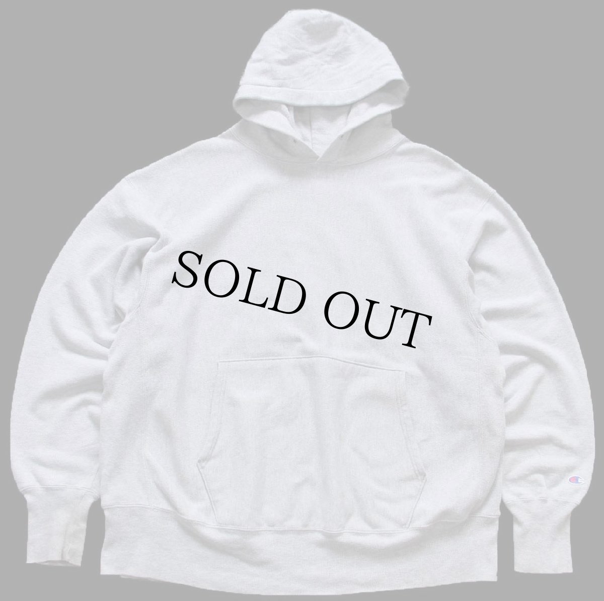 画像1: 00s メキシコ製 Championチャンピオン 無地 目無し リバースウィーブ スウェットパーカー 杢グレー XL★フーディー ブランク (1)