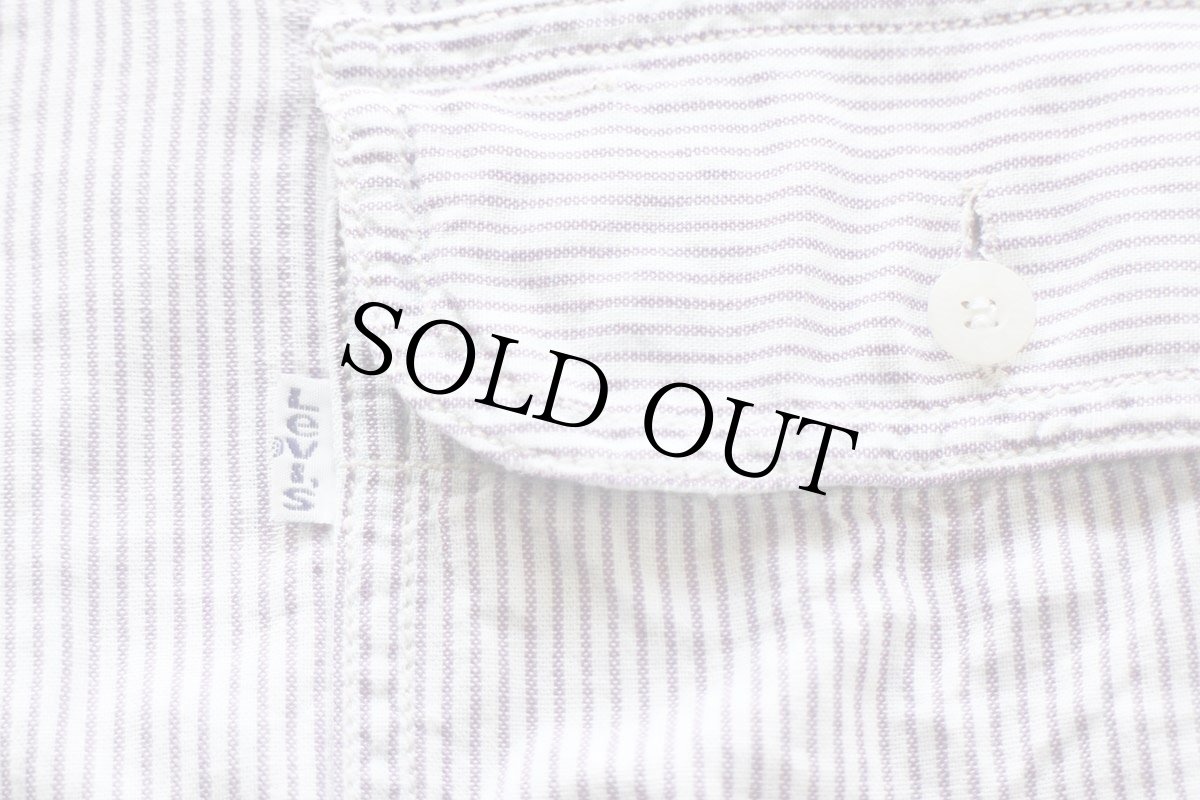 画像5: 90s Levi'sリーバイス ストライプ コットンシャツ 薄紫×白 M (5)