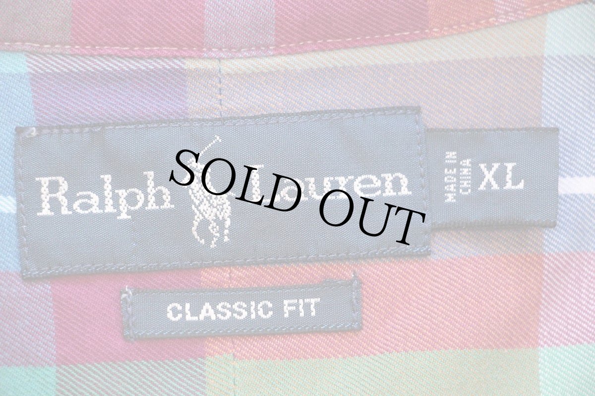 画像4: 00s ラルフローレン CLASSIC FIT マドラスチェック ボタンダウン コットンシャツ XL★99 (4)