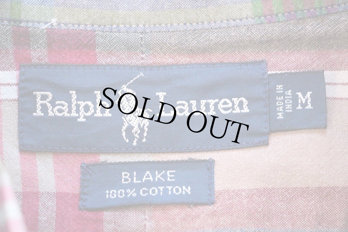 画像4: 00s ラルフローレン BLAKE マドラスチェック ボタンダウン コットンシャツ M★インド綿 (4)