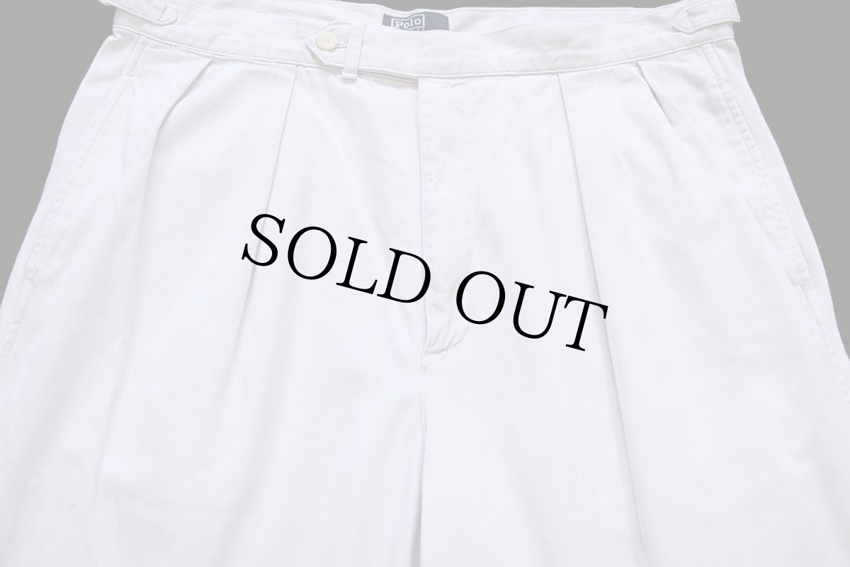 画像4: 90s USA製 ポロ ラルフローレン ツータック コットンパンツ ライトベージュ w36 L34★311 (4)