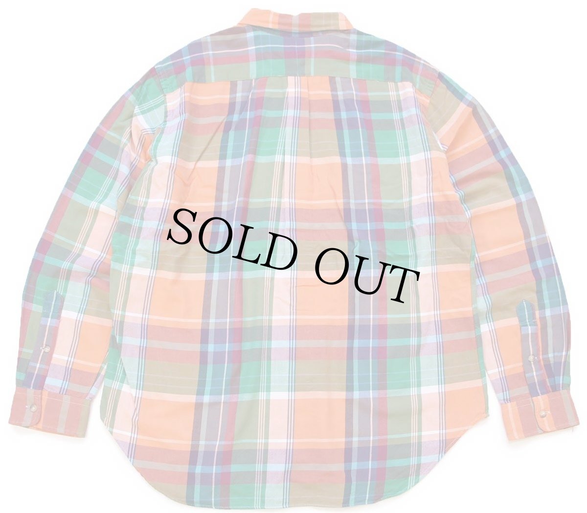 画像2: 00s ラルフローレン CLASSIC FIT マドラスチェック ボタンダウン コットンシャツ XL★99 (2)