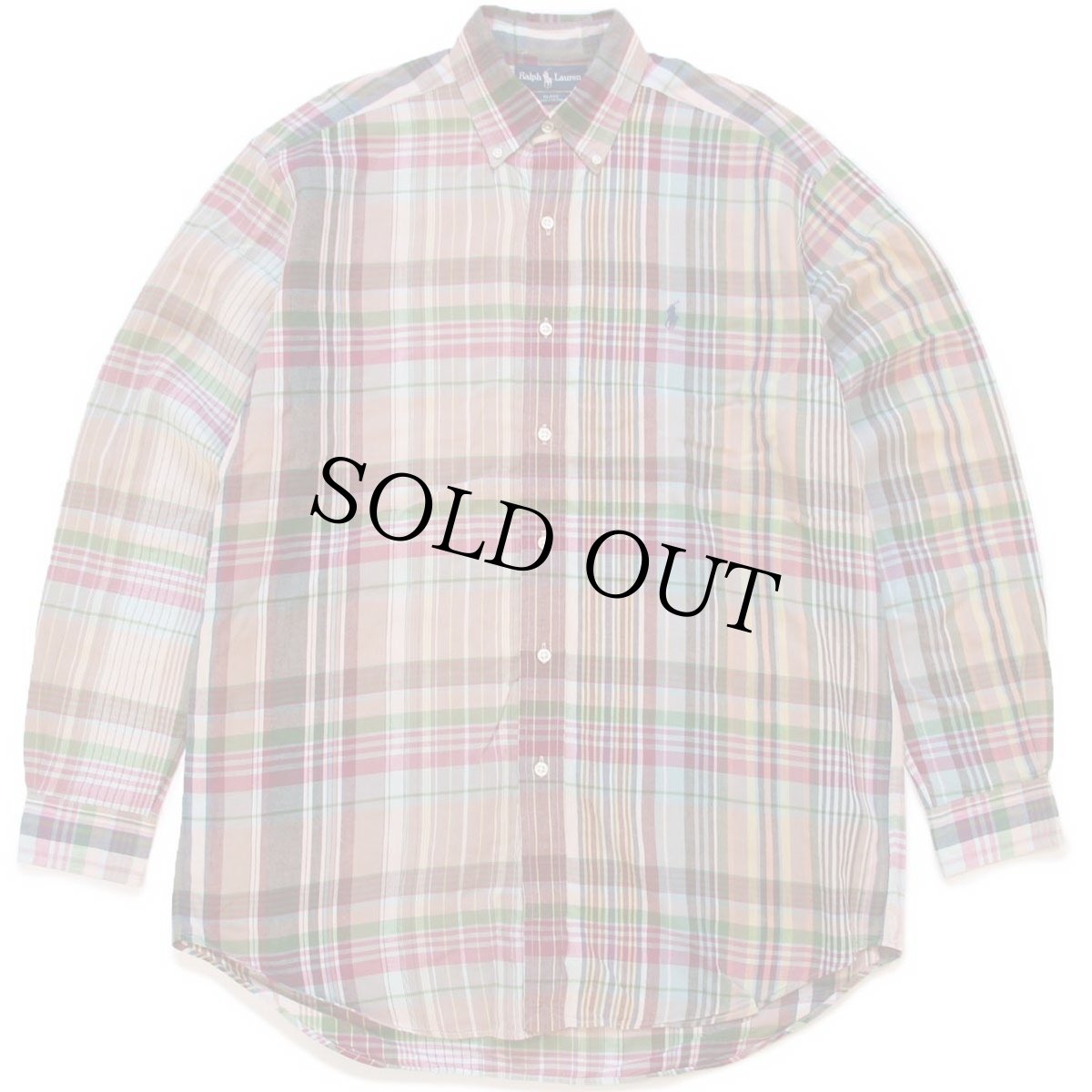 画像1: 00s ラルフローレン BLAKE マドラスチェック ボタンダウン コットンシャツ M★インド綿 (1)