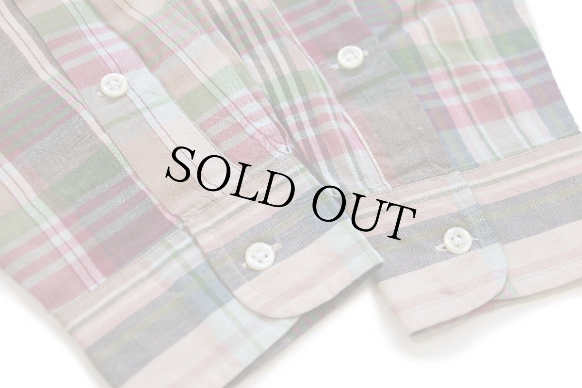 画像6: 00s ラルフローレン BLAKE マドラスチェック ボタンダウン コットンシャツ M★インド綿 (6)