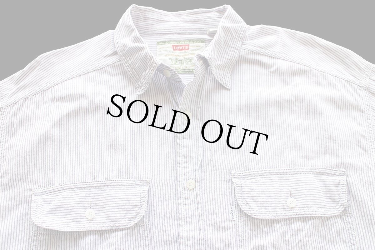 画像3: 90s Levi'sリーバイス ストライプ コットンシャツ 薄紫×白 M (3)