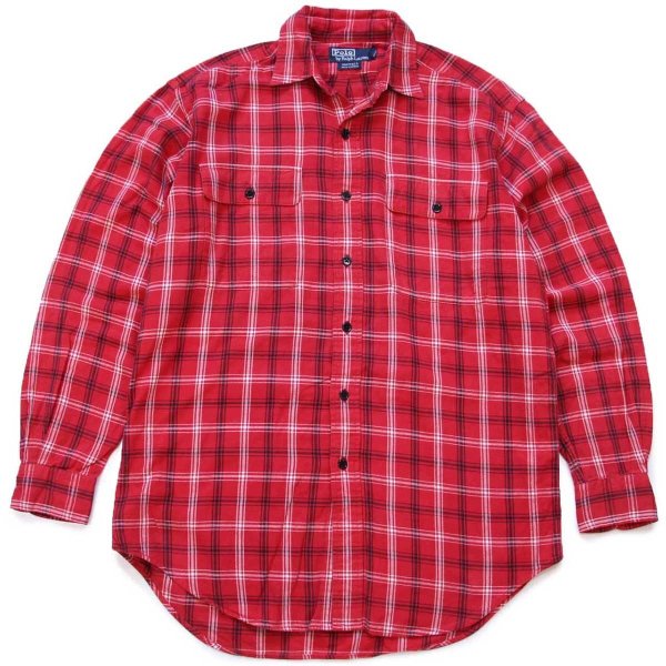 ポロラルフローレン　現行　チェックド ネルシャツ M相当　高級ライン　極美品 古着 ラルフローレン Ralph Lauren 長袖 ライトネルチェック
