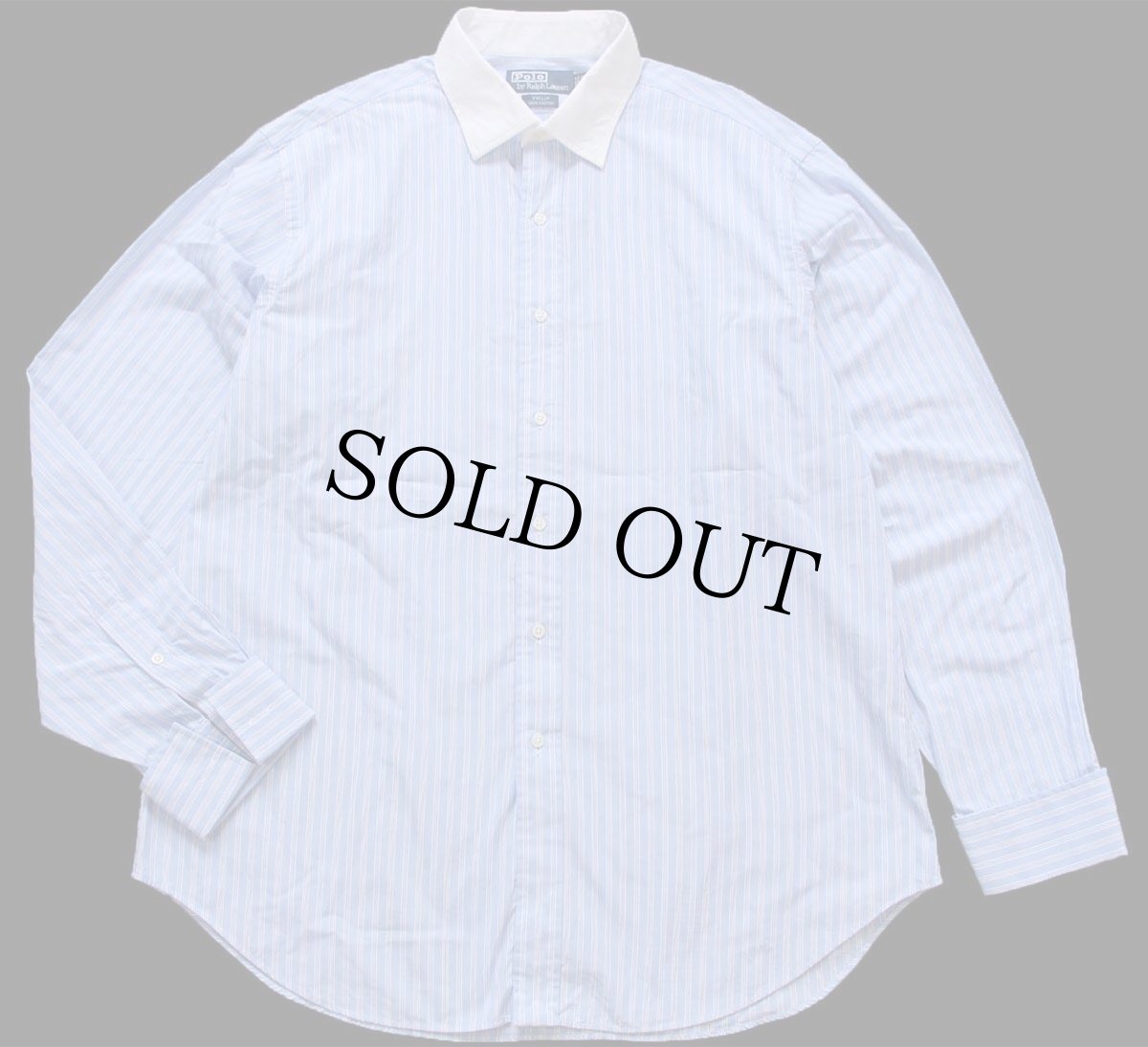 画像1: 00s ポロ ラルフローレン PHILIP ランダムストライプ ワイドカラー ダブルカフス クレリック コットンシャツ 17 (1)