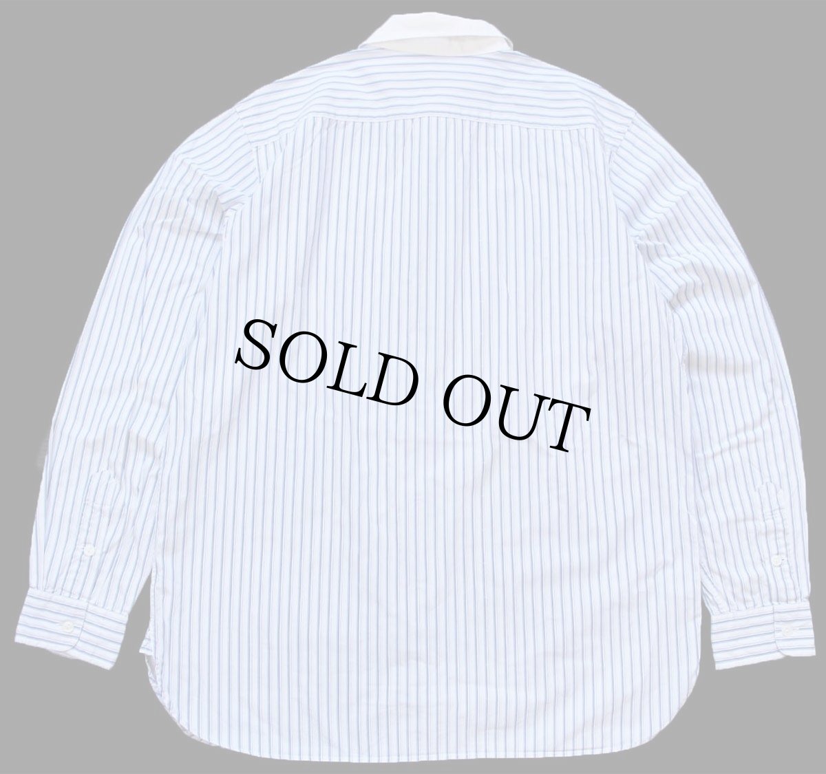 画像2: 00s ポロ ラルフローレン VINTAGE CLUB ランダムストライプ 丸襟 マチ付き クレリック コットンシャツ M (2)