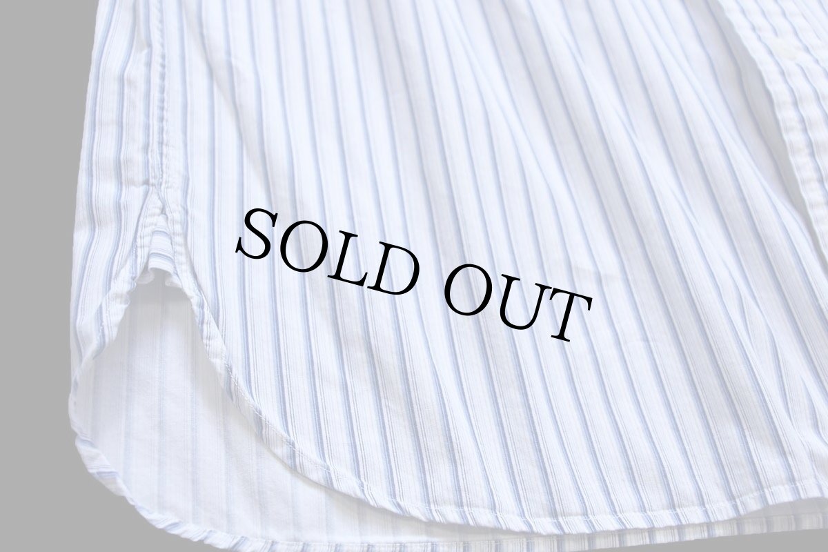 画像5: 00s ポロ ラルフローレン VINTAGE CLUB ランダムストライプ 丸襟 マチ付き クレリック コットンシャツ M (5)