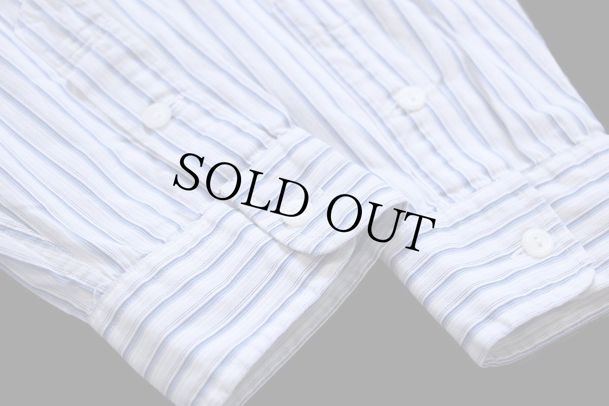 画像6: 00s ポロ ラルフローレン VINTAGE CLUB ランダムストライプ 丸襟 マチ付き クレリック コットンシャツ M (6)