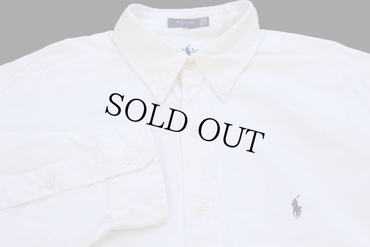 画像3: 00s ラルフローレン BLAIRE ワンポイント ボタンダウン コットンツイルシャツ アイボリー★01 特大 (3)