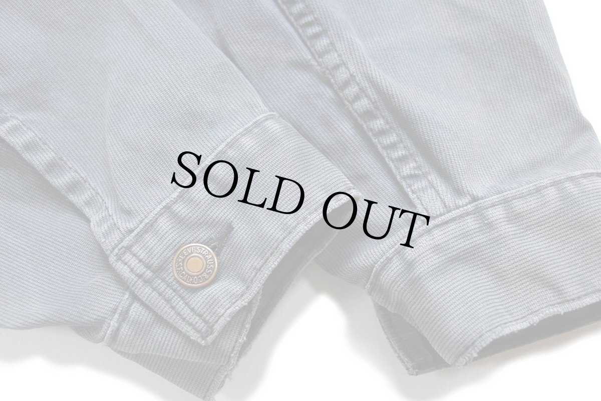 画像7: 90s クロアチア製 Levi'sリーバイス WHITE LEVI'S JACKETS ピケジャケット 4ポケット 薄紺 フェード L★B ユーロ (7)