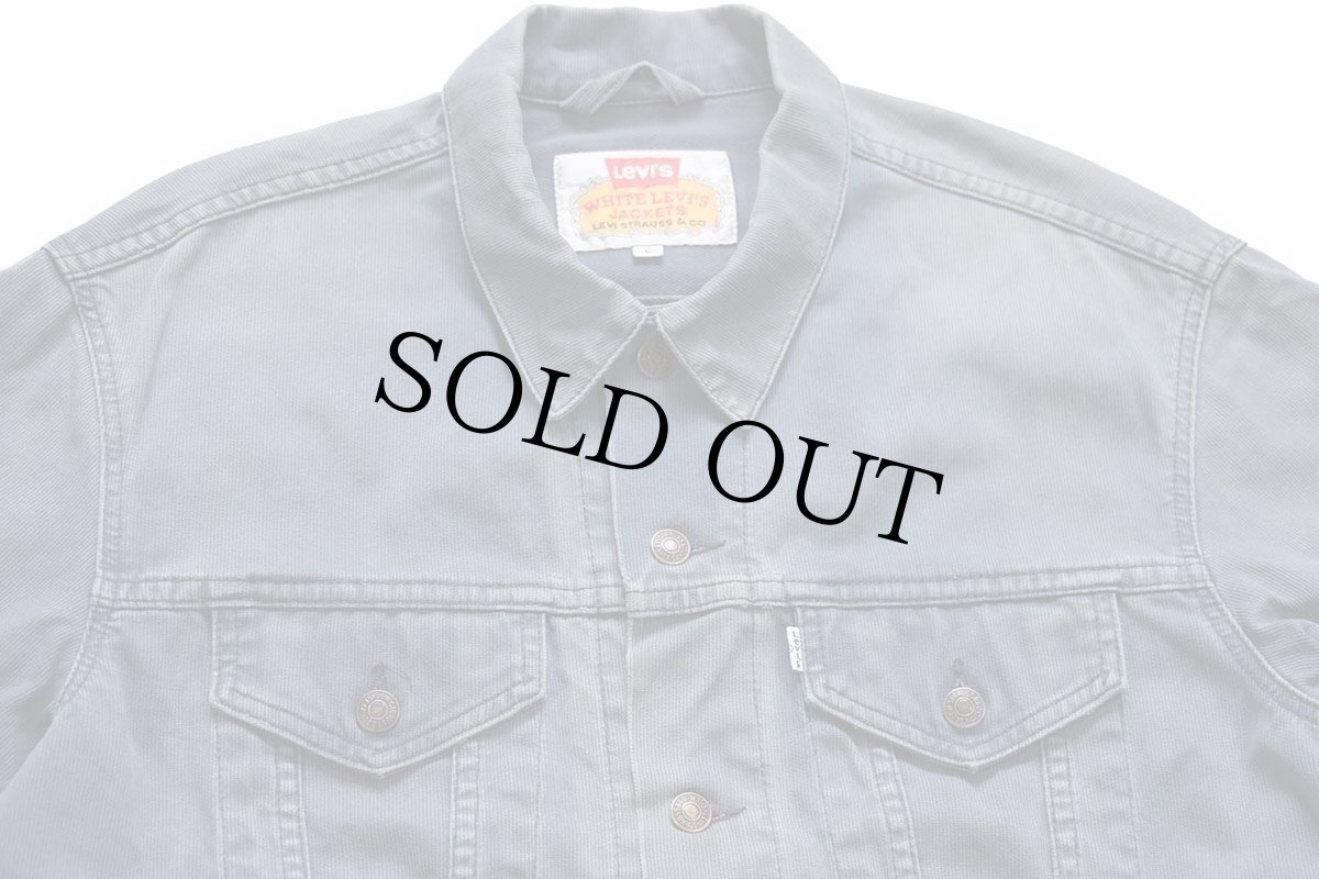 画像3: 90s クロアチア製 Levi'sリーバイス WHITE LEVI'S JACKETS ピケジャケット 4ポケット 薄紺 フェード L★B ユーロ (3)