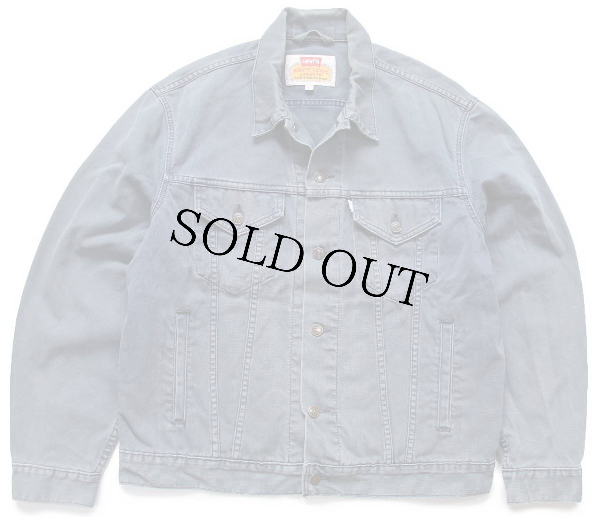 画像1: 90s クロアチア製 Levi'sリーバイス WHITE LEVI'S JACKETS ピケジャケット 4ポケット 薄紺 フェード L★A ユーロ (1)