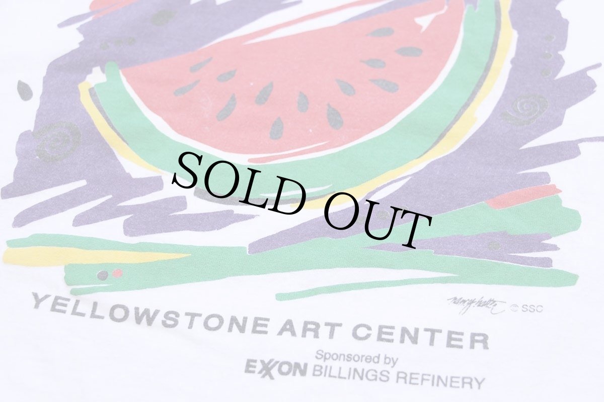 画像4: 90s USA製 YELLOWSTONE ART CENTER Summer Fair スイカ アート コットン 長袖Tシャツ 白 XL (4)
