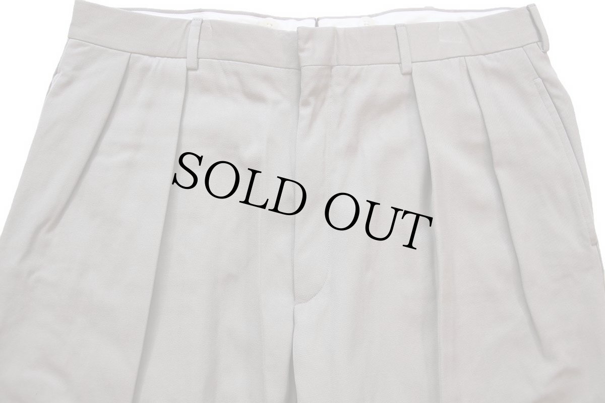 画像4: 90s イタリア製 ポロ ラルフローレン ツータック スラックス ウール ギャバジン パンツ グレーベージュ 36R (4)