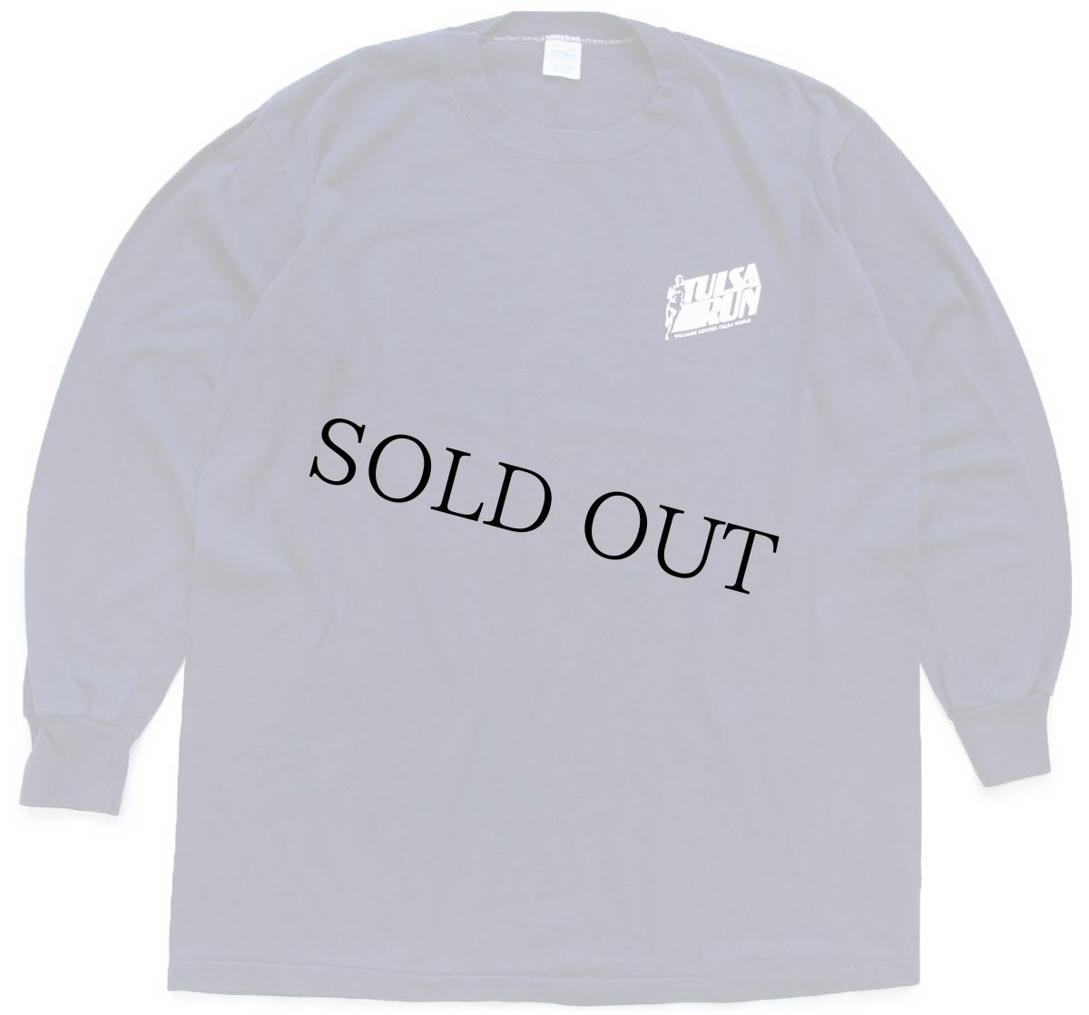 画像1: 80s USA製 TULSA RUN 長袖Tシャツ 紺 L (1)