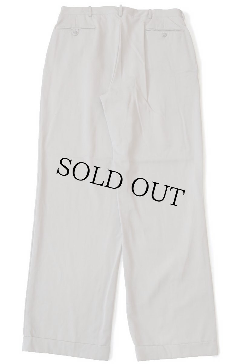 画像3: 90s イタリア製 ポロ ラルフローレン ツータック スラックス ウール ギャバジン パンツ グレーベージュ 36R (3)