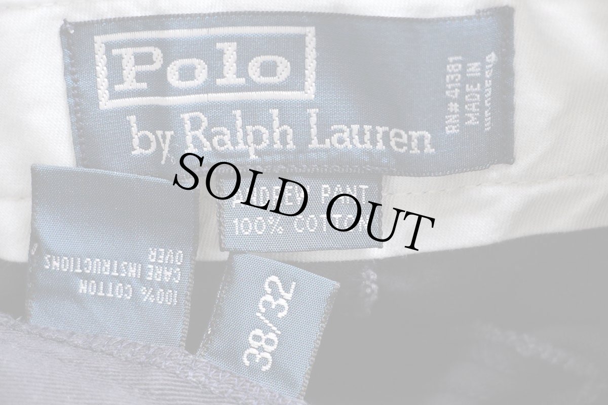 画像6: 00s ポロ ラルフローレン ANDREW PANT ツータック コットン チノパン ナス紺 フェード w38 L32★310 (6)