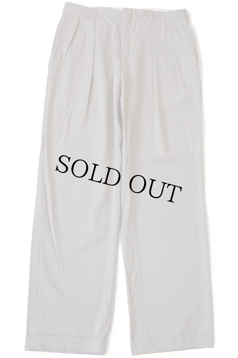 画像2: 90s イタリア製 ポロ ラルフローレン ツータック スラックス ウール ギャバジン パンツ グレーベージュ 36R (2)