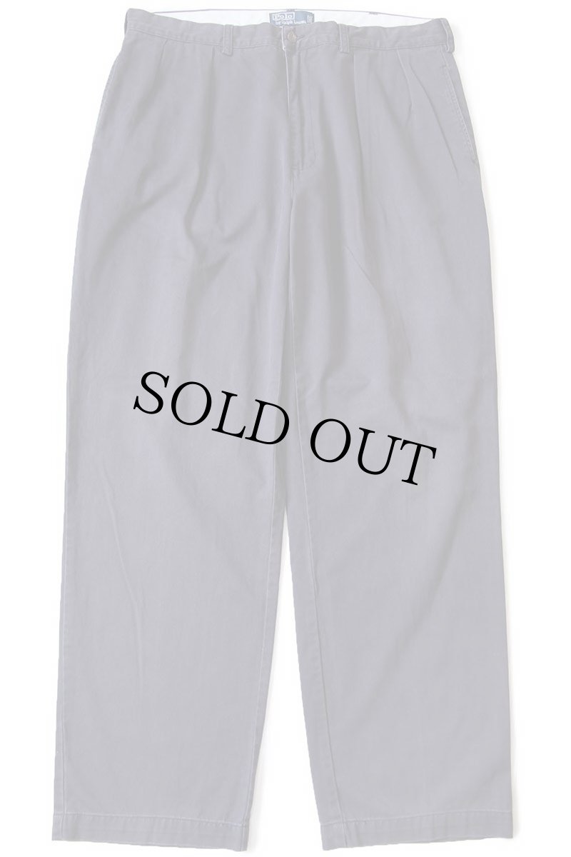 画像2: 00s ポロ ラルフローレン ANDREW PANT ツータック コットン チノパン ナス紺 フェード w38 L32★310 (2)