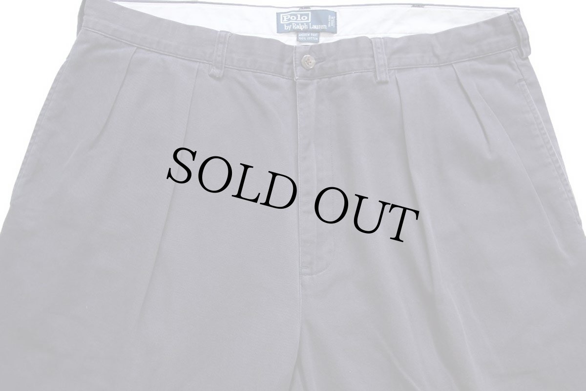 画像4: 00s ポロ ラルフローレン ANDREW PANT ツータック コットン チノパン ナス紺 フェード w38 L32★310 (4)