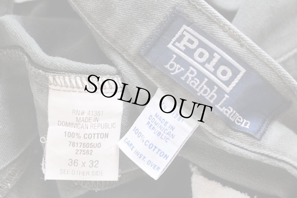 画像6: 90s ポロ ラルフローレン ツータック コットン チノパン グリーングレー w36 L32★312 (6)