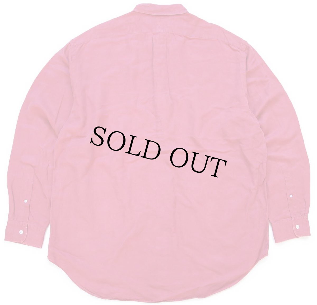 画像2: 00s ラルフローレン BLAKE ワンポイント ボタンダウン シルク×リネンシャツ 薄赤 (2)