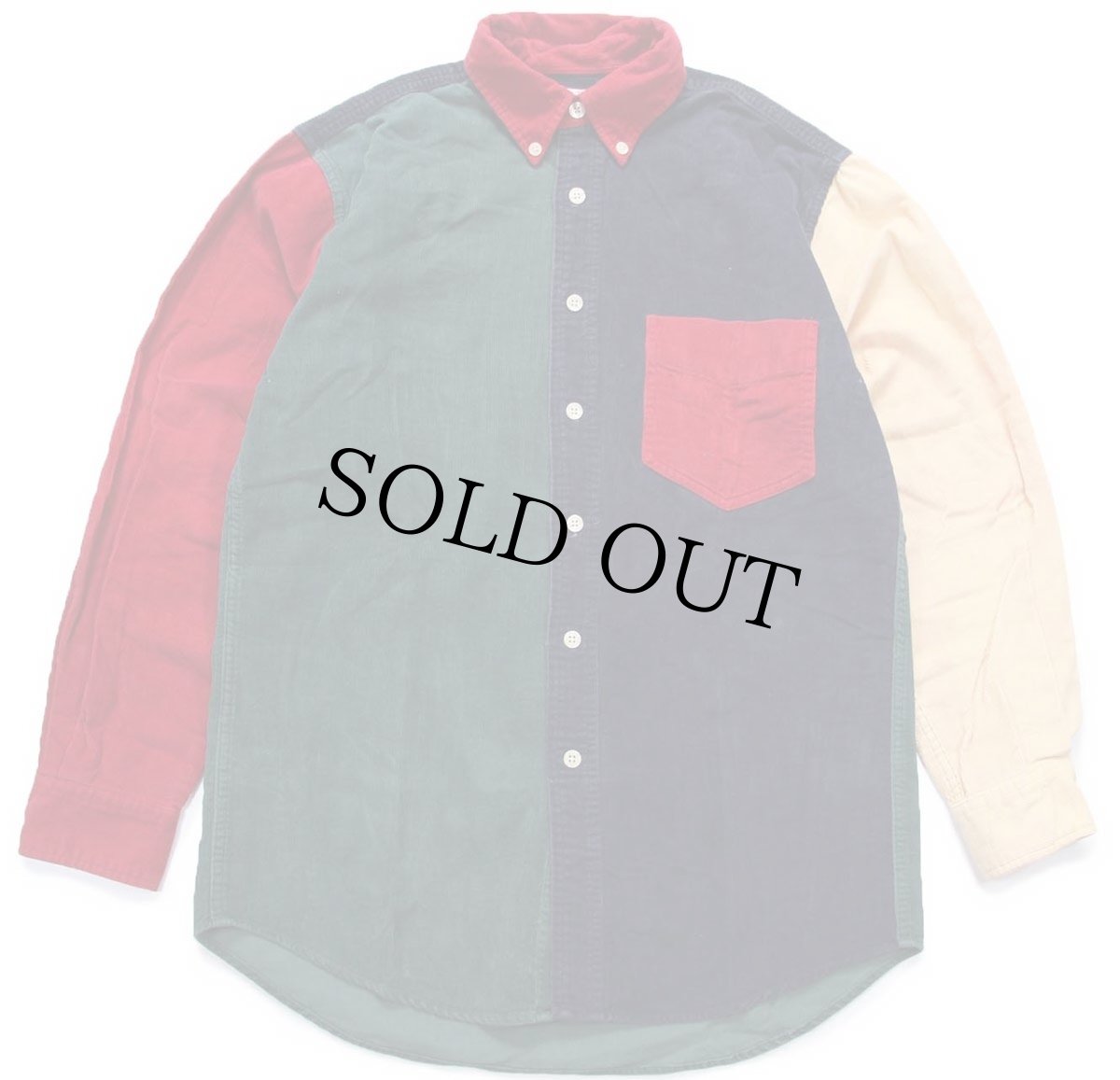 画像1: 90s J.CREW クレイジーパターン ボタンダウン コットン コーデュロイシャツ S (1)