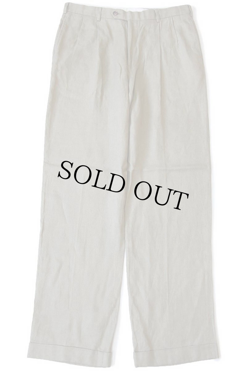 画像2: Brooks Brothers Madison ブルックスブラザーズ BAIRD McNUTT ツータック スラックス アイリッシュ リネンパンツ グレーカーキ w36 L34 (2)