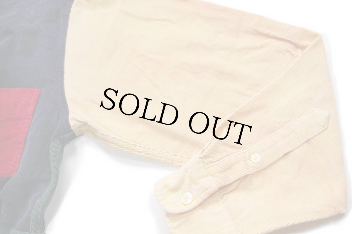 画像6: 90s J.CREW クレイジーパターン ボタンダウン コットン コーデュロイシャツ S (6)