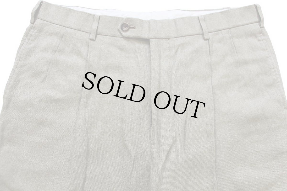 画像4: Brooks Brothers Madison ブルックスブラザーズ BAIRD McNUTT ツータック スラックス アイリッシュ リネンパンツ グレーカーキ w36 L34 (4)