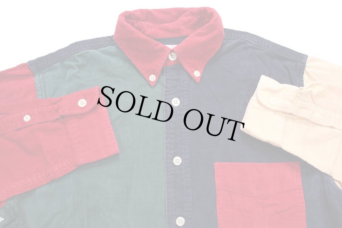 画像3: 90s J.CREW クレイジーパターン ボタンダウン コットン コーデュロイシャツ S (3)